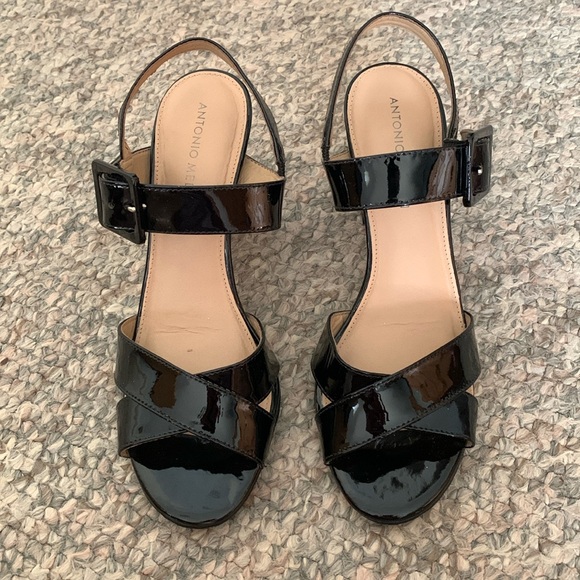 ANTONIO MELANI Shoes - ANTONIO MELANI Black Strappy Heels with Chunky Heel